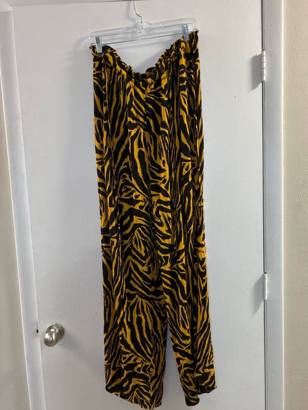 Forever 21+ Black and Yellow Zebra-Pattern Wide Leg Pants